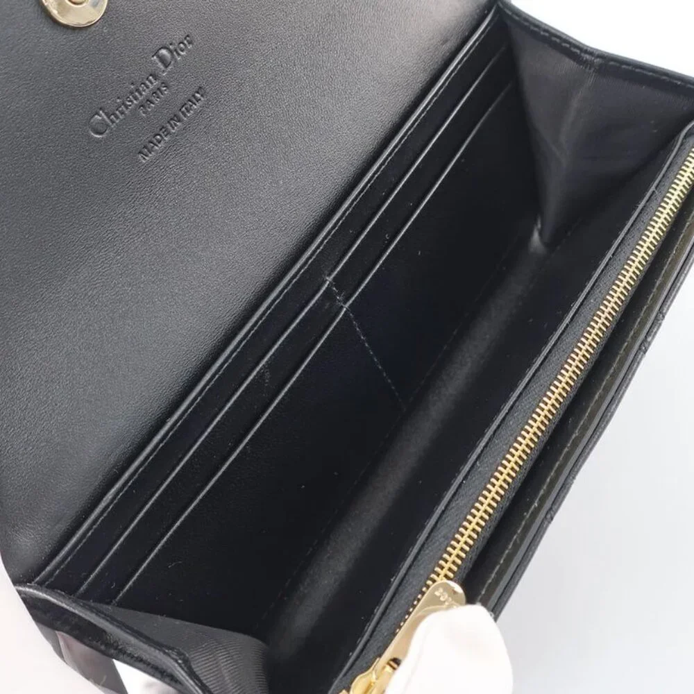 Dior My Violet Wallet Lambskin Black Gold Hardware Long Wallet
